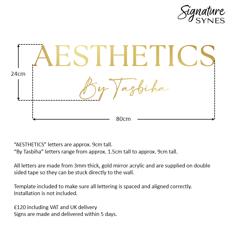 Custom Order - AESTHETICS By Tasbiha - "GOLD MIRROR" - 80cm wide - Double Sided Tape