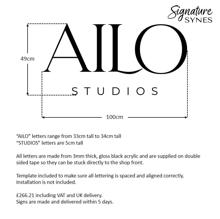 Custom Order - AILO STUDIOS - gloss black - 100cm wide - Double Sided Tape