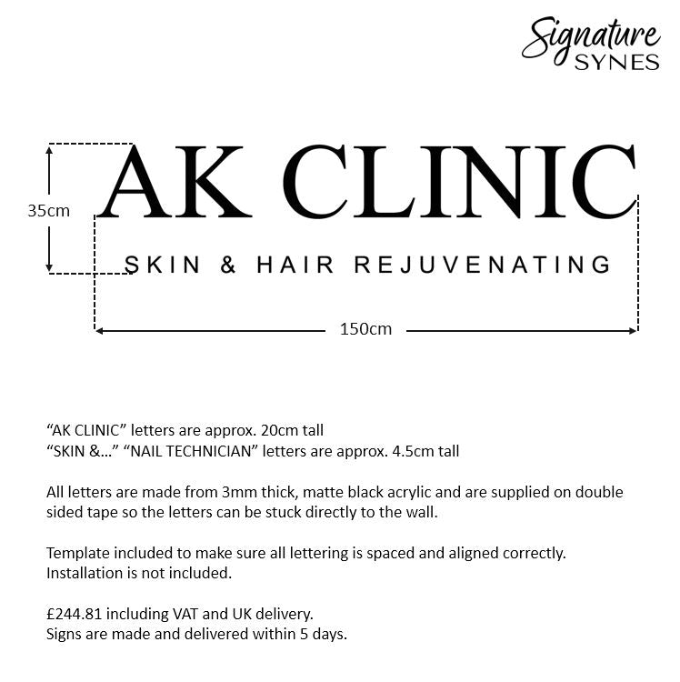Custom Order -AK CLINIC - matte black - 150cm wide - Double Sided Tape