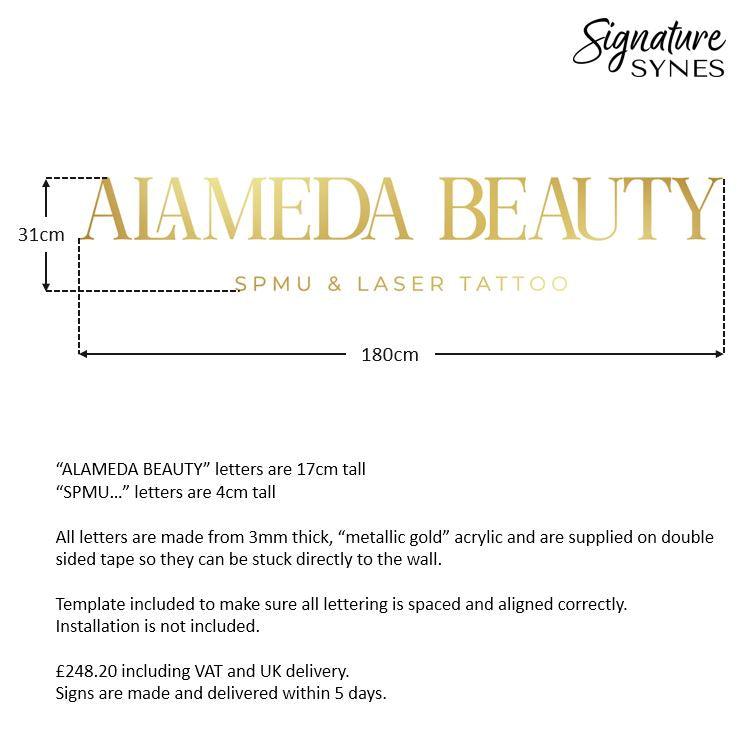 Custom Order - ALAMEDA BEAUTY - "metallic gold" - 180cm wide - Double Sided Tape