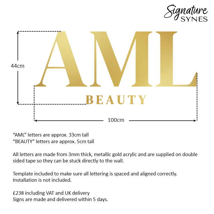 Custom Order - AML BEAUTY - "metallic gold" - 100cm wide - Double Sided Tape