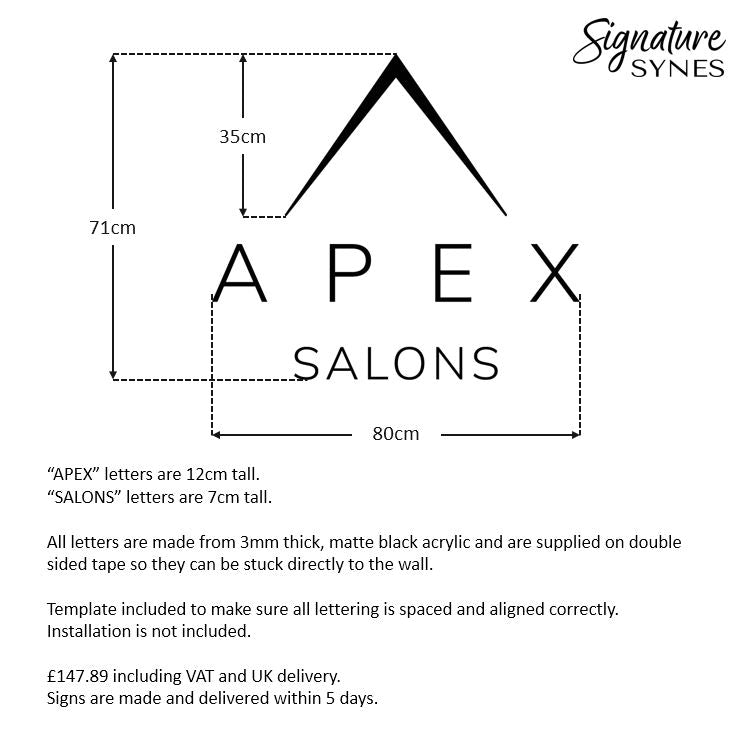 Custom Order - APEX SALONS - matte black - 80cm wide - Double Sided Tape