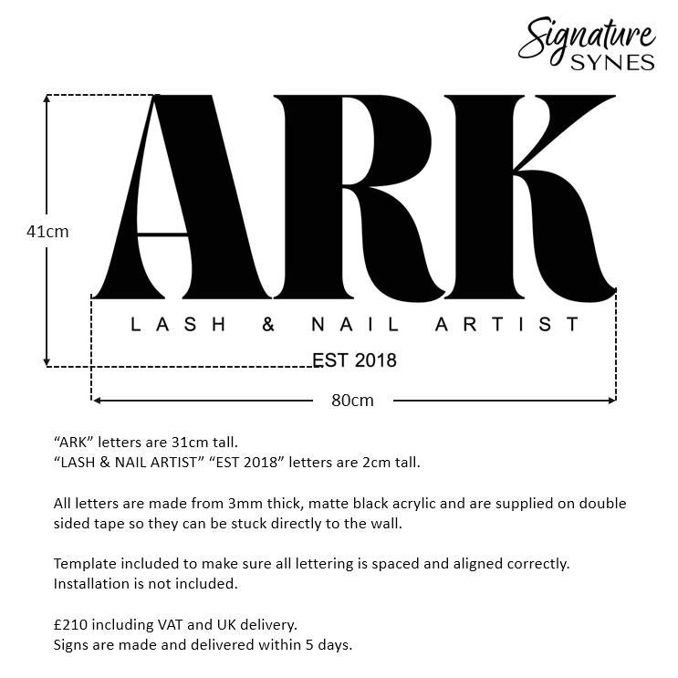 Custom Order - ARK - matte black - 80cm wide - Double Sided Tape
