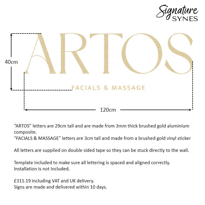 Custom Order - ARTOS - 120cm wide - brushed gold aluminium composite and brushed gold vinyl sticker