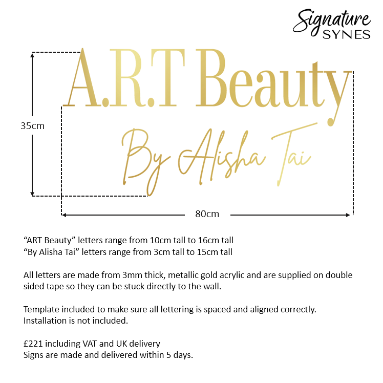 Custom Order - ART Beauty - "metallic gold" - 80cm wide - Double Sided Tape