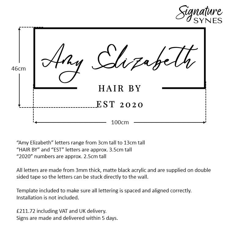 Custom Order - Amy Elizabeth - Matte black - 100cm wide - Double Sided Tape