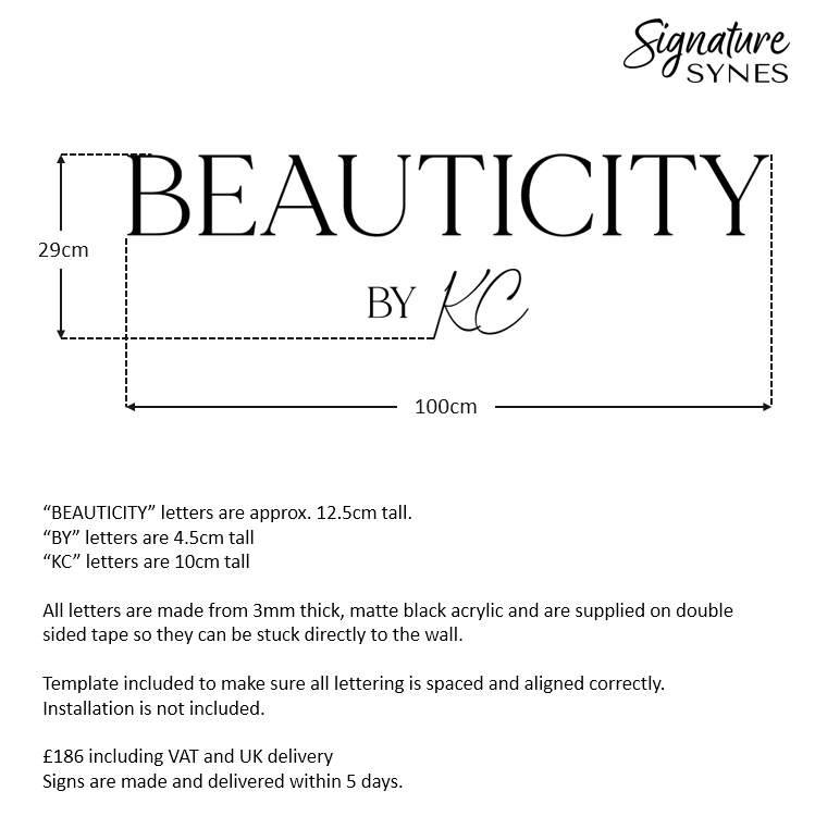 Custom Order - BEAUTICITY - matte black - SIGN PACKAGE
