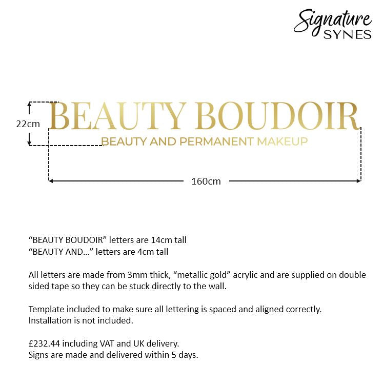 Custom Order - BEAUTY BOUDOIR - "METALLIC GOLD" - 160cm wide - Double Sided Tape