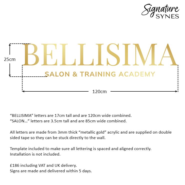 Custom Order - BELLISIMA - "metallic gold" - 120cm wide - Double Sided Tape