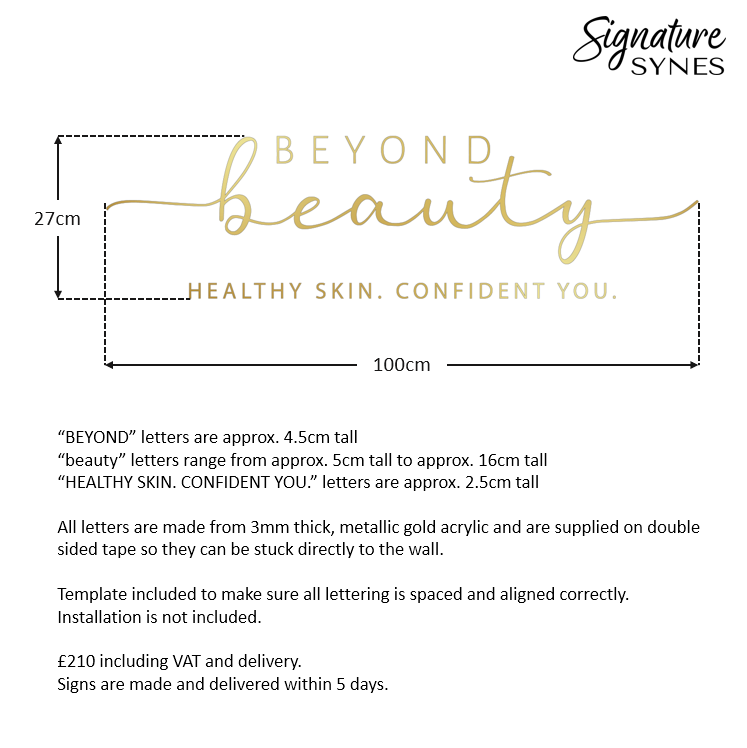 Custom Order - BEYOND beauty - "metallic gold" - 100cm wide - Double Sided Tape