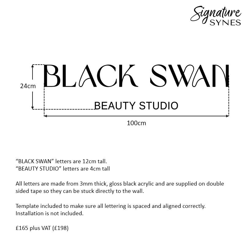 Custom Order - BLACK SWAN - gloss black - 100cm wide - Double Sided Tape