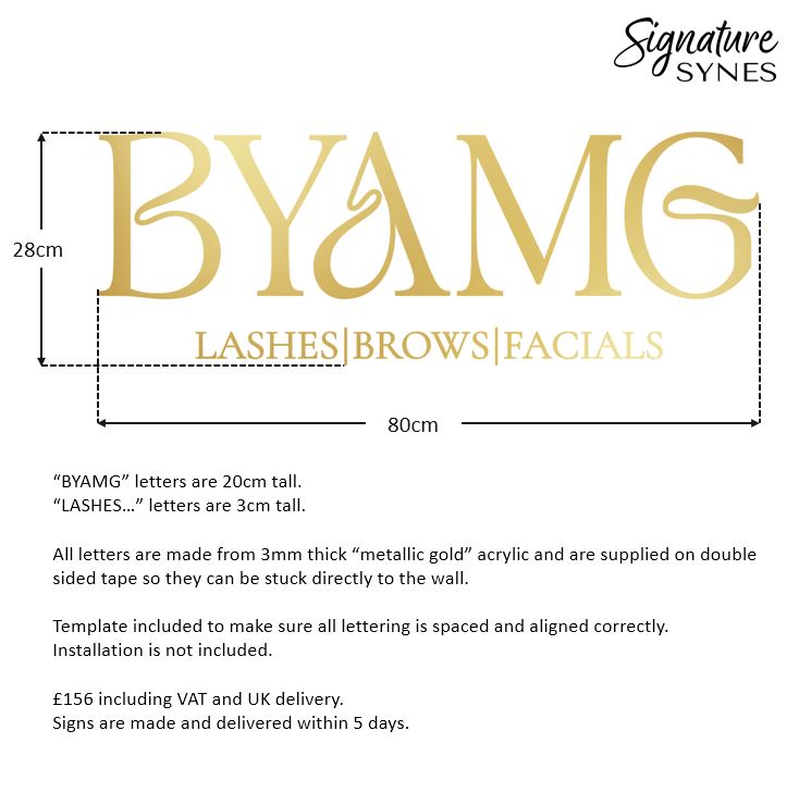 Custom Order - BYAMG - metallic "GOLD" - 80cm wide - Double Sided Tape