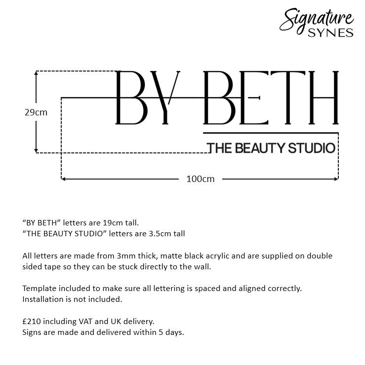 Custom Order - BY BETH - Matte black - 100cm wide - Double Sided Tape