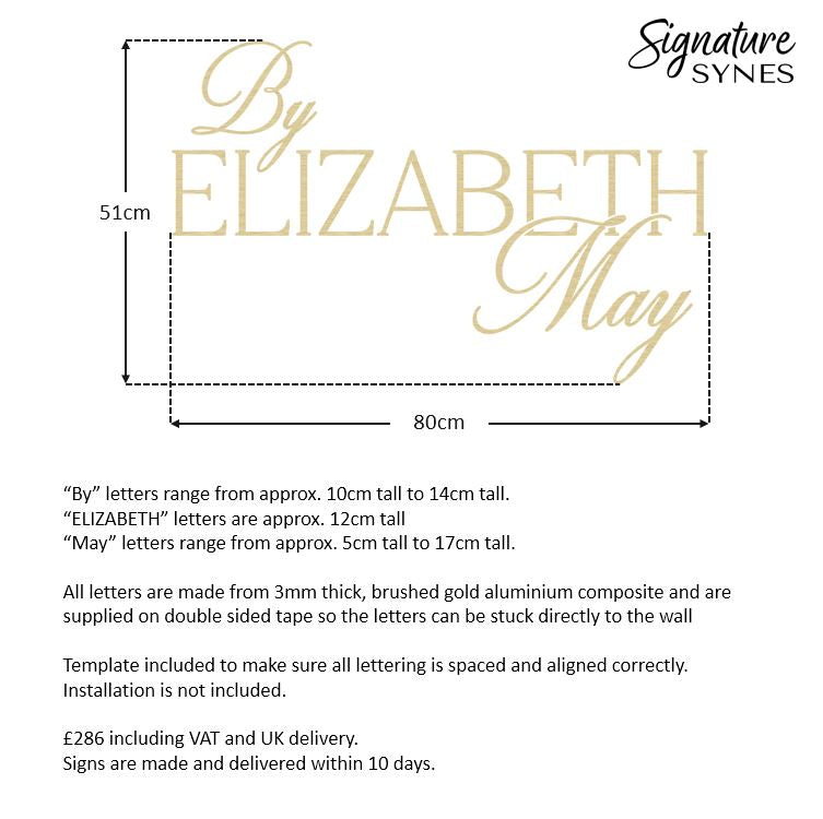 Custom Order - By Elizabeth May - "BRUSHED GOLD" - 80cm wide - double sided tape