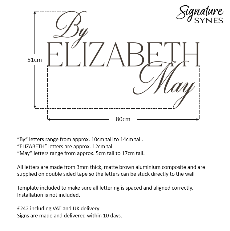 Custom Order - By Elizabeth May - matte walnut brown - 80cm wide - double sided tape