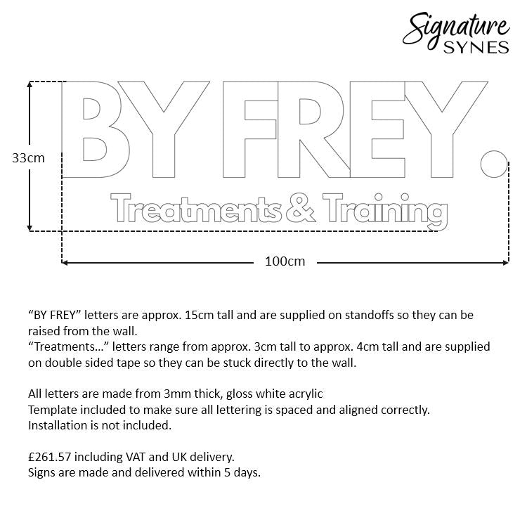 Custom Order - BY FREY. - gloss white - 100cm wide - Standoffs + Double Sided Tape