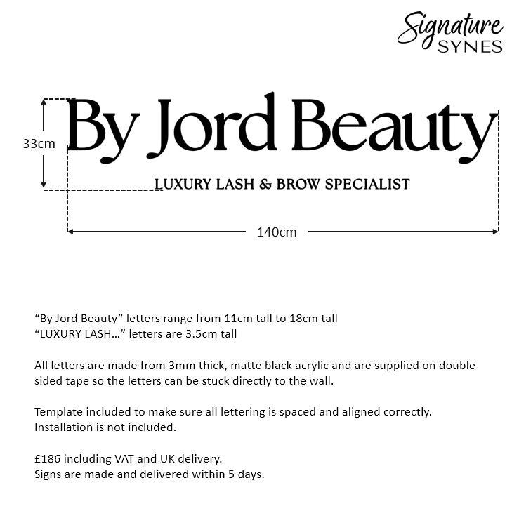Custom Order - By Jord Beauty - Matte black - 140cm wide - Double Sided Tape
