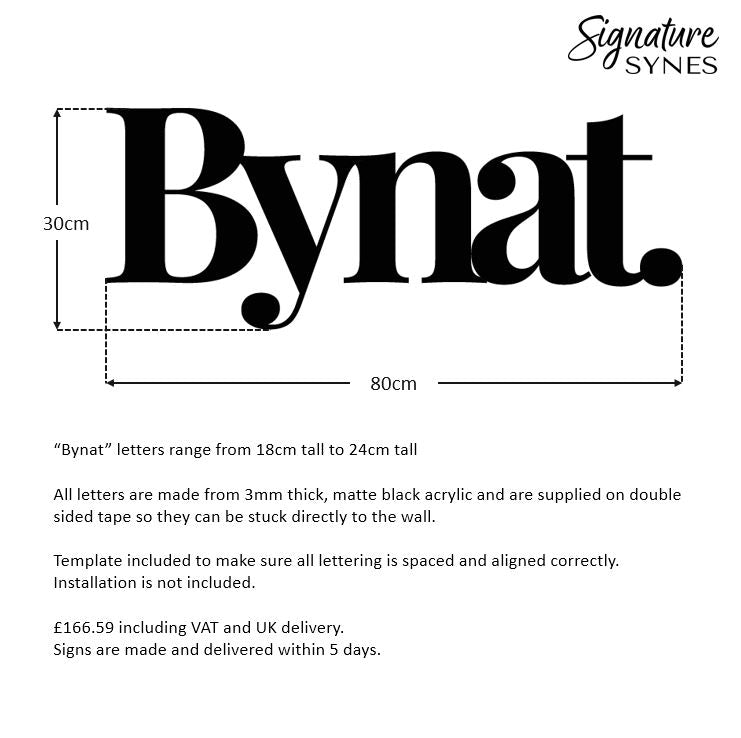 Custom Order - Bynat. - matte black - 80cm wide - Double Sided Tape