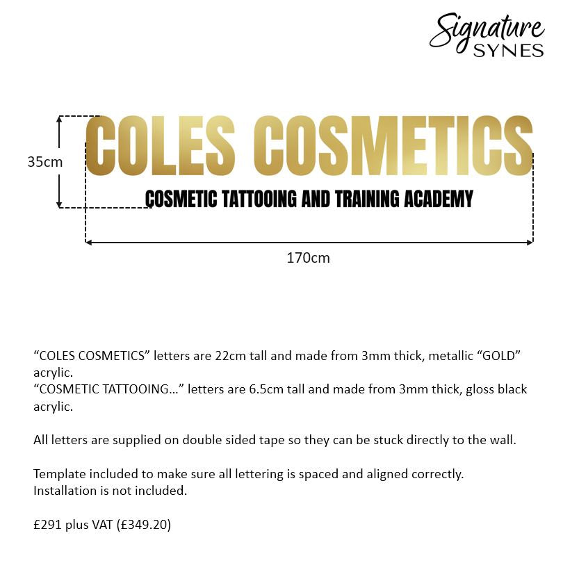 Custom Order - COLES COSMETICS - gloss black and metallic "GOLD" - 170cm wide - Double Sided Tape
