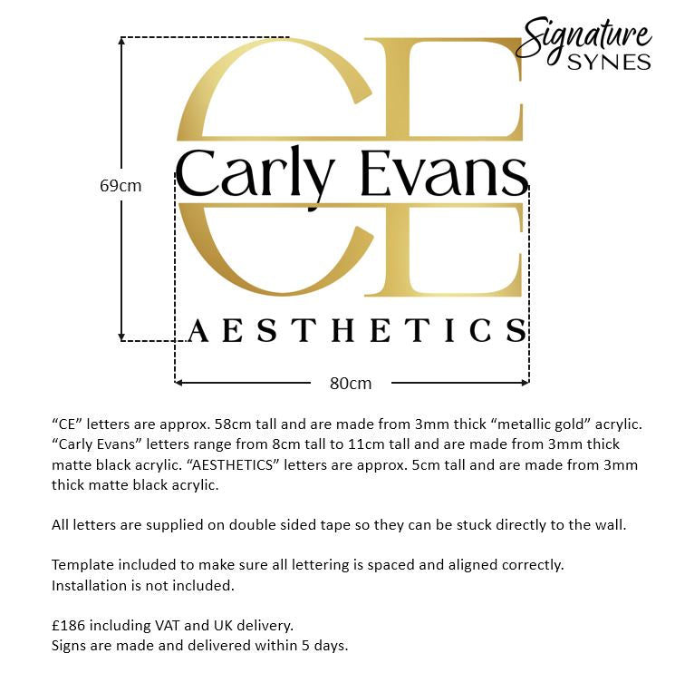 Custom Order - Carly Evans - matte black and "metallic gold" - 80cm wide - Double Sided Tape