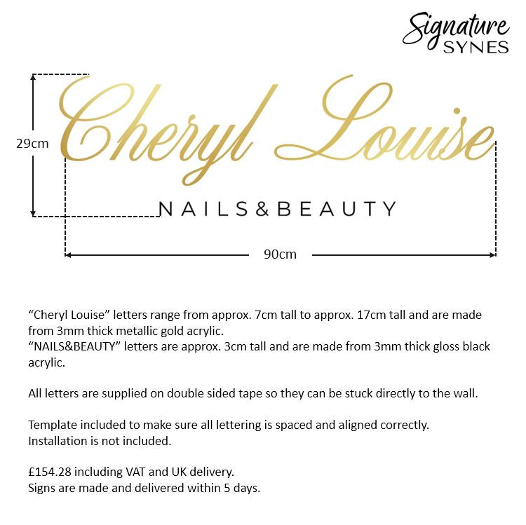Custom Order - Cheryl Louise - gloss black and "metallic gold" - 90cm wide - Double Sided Tape