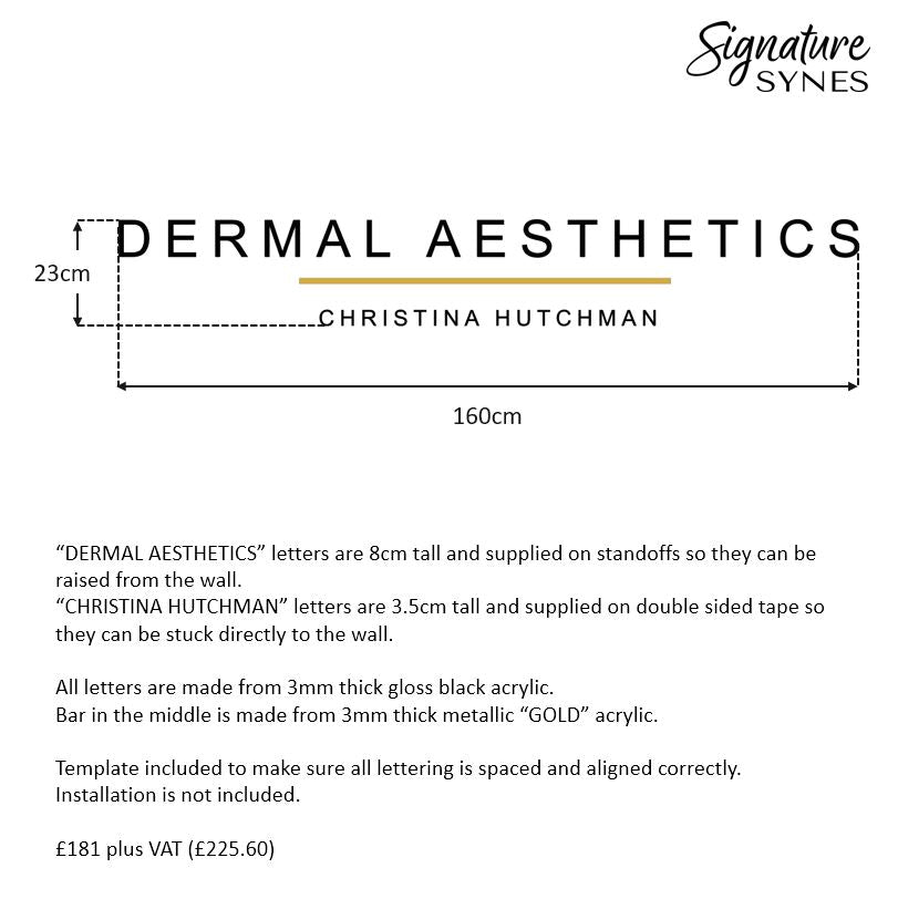 Custom Order - DERMAL AESTHETICS - gloss black and metallic "GOLD" - 160cm wide - Double Sided Tape