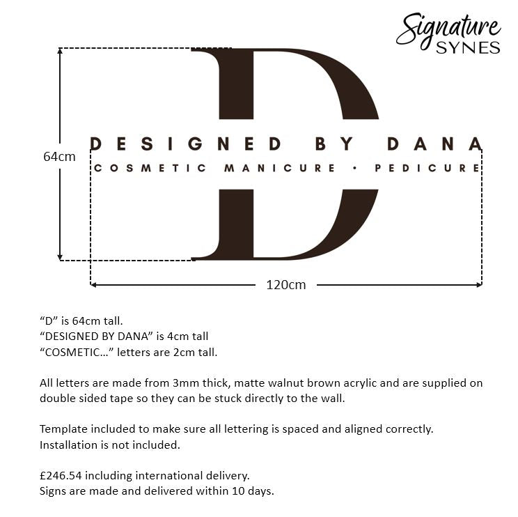 INTL Custom Order - DESIGNED BY DANA - matte walnut brown - 120cm wide - Double Sided Tape