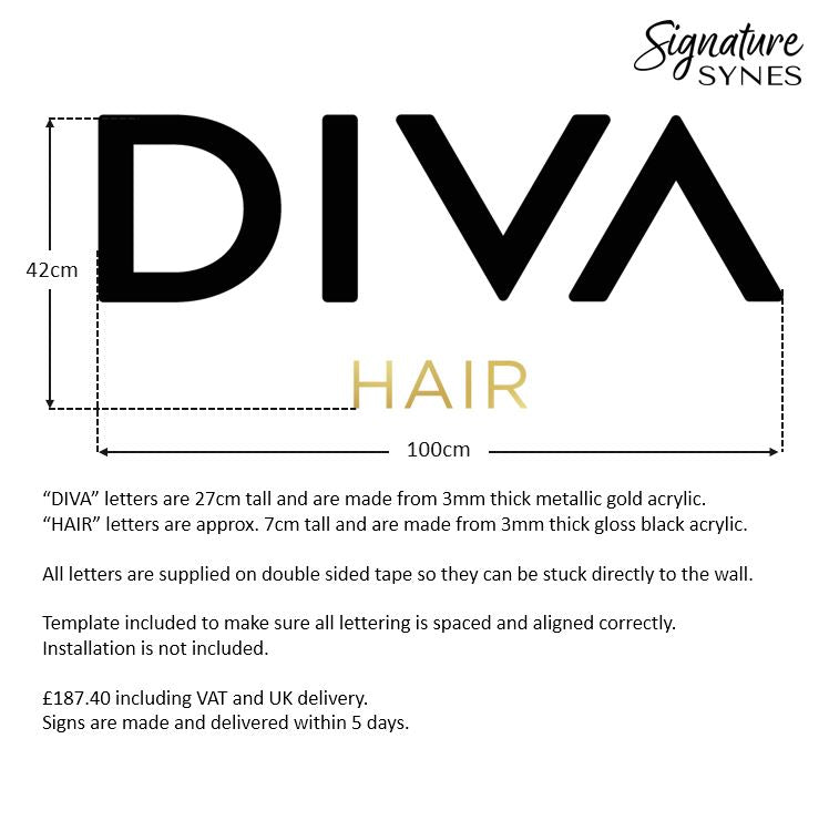 Custom Order - DIVA HAIR - gloss black and metallic gold - 100cm wide - Double Sided Tape