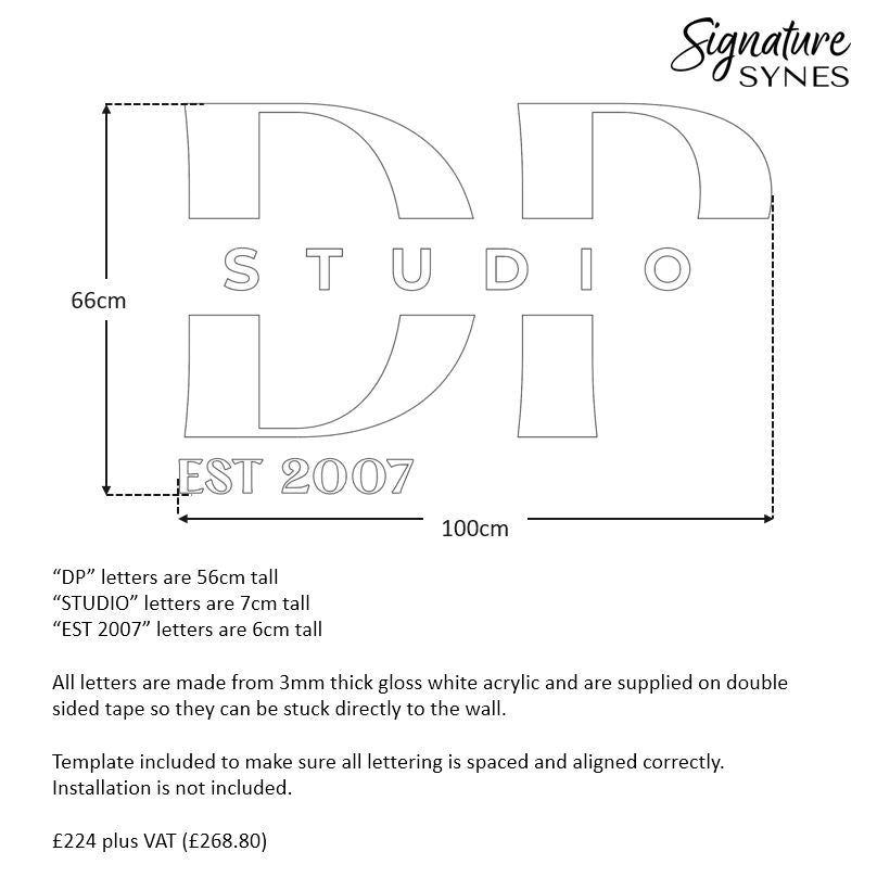 Custom Order - DP STUDIO - gloss white - 100cm wide - Double Sided Tape