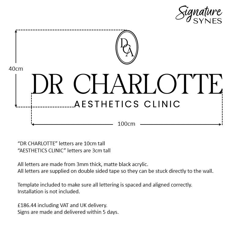Custom Order - DR CHARLOTTE - Matte black - 100cm wide - Double Sided Tape