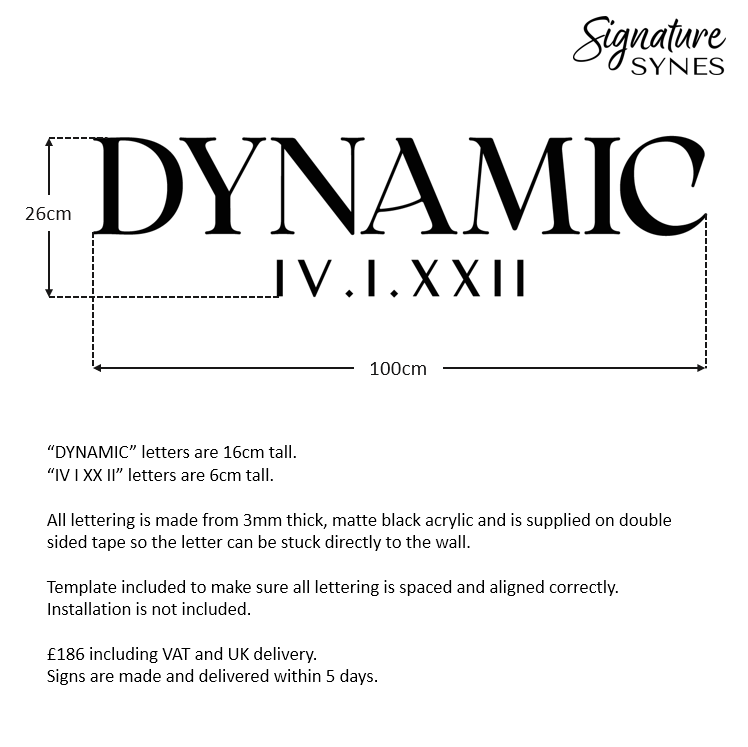 Custom Order - DYNAMIC - Matte black - 100cm wide - Double Sided Tape