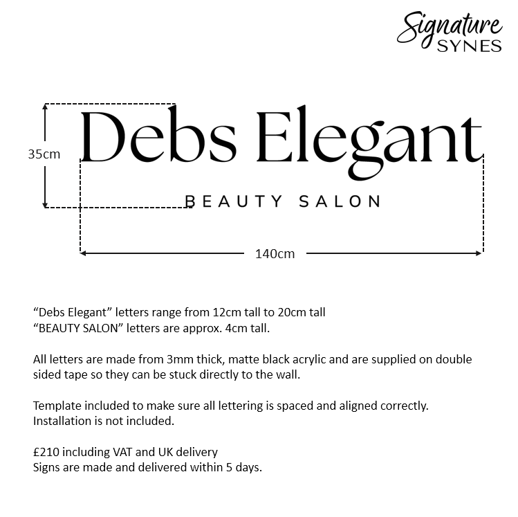 Custom Order - Debs Elegant - Matte black - 140cm wide - Double Sided Tape