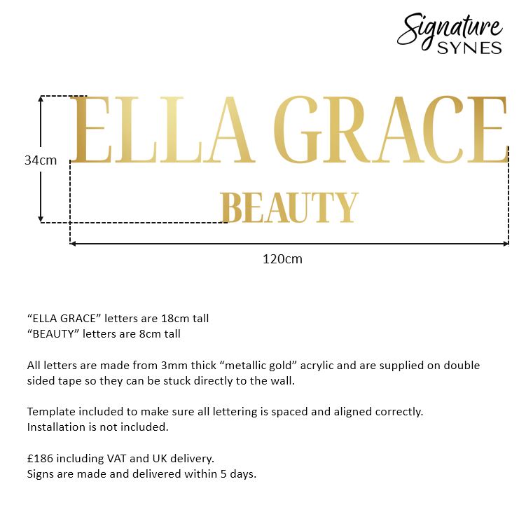 Custom Order - ELLA GRACE BEAUTY - "metallic gold" - 120cm wide - Double Sided Tape