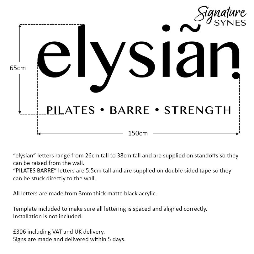 Custom Order - elysian - Matte black - 150cm wide - Raised Letters & Double Sided Tape