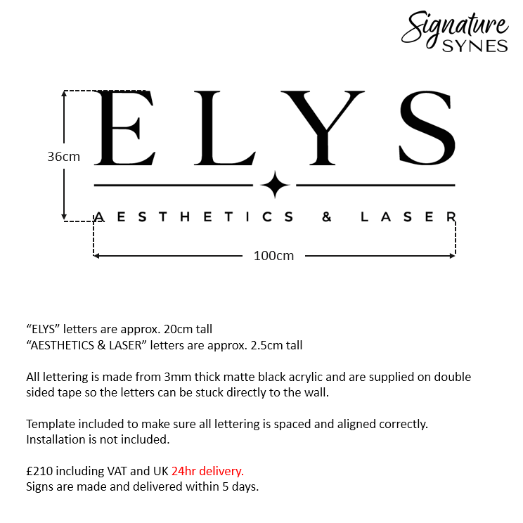 24HOUR - Custom Order - ELYS - Matte black - 100cm wide - Double Sided Tape