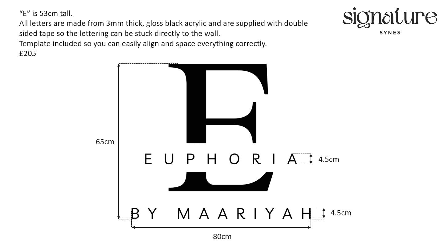 Custom Order - EUPHORIA BY MAARIYAH - gloss black - 80cm wide - Double Sided Tape