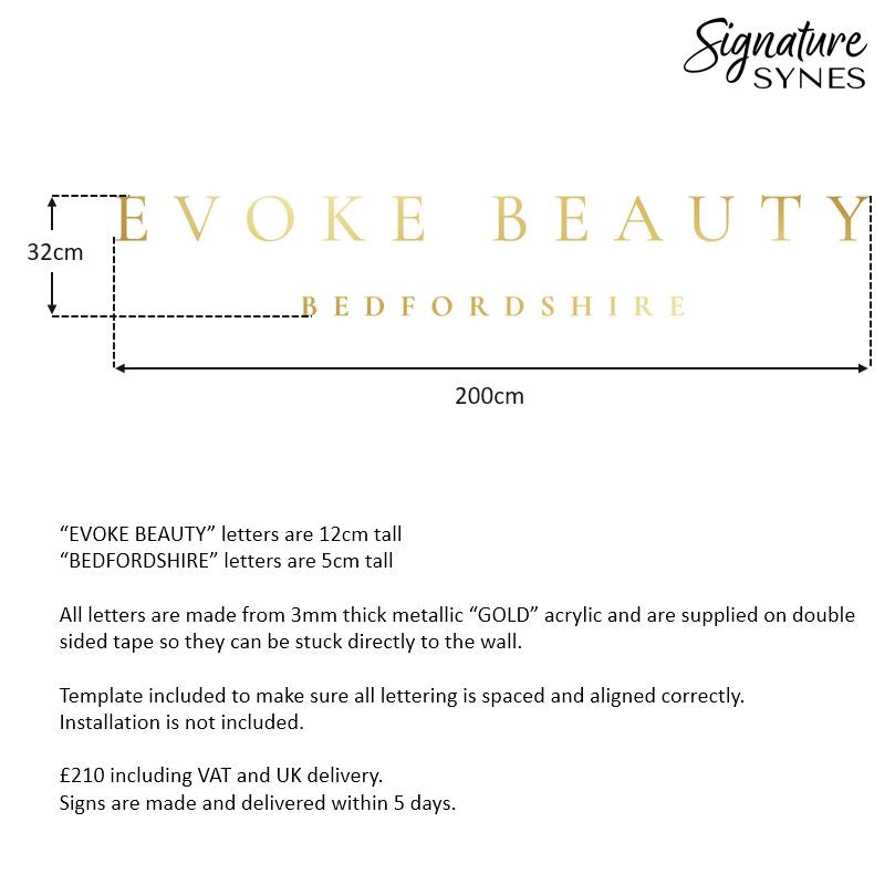 Custom Order - EVOKE BEAUTY - metallic "GOLD" - 200cm wide - Double Sided Tape