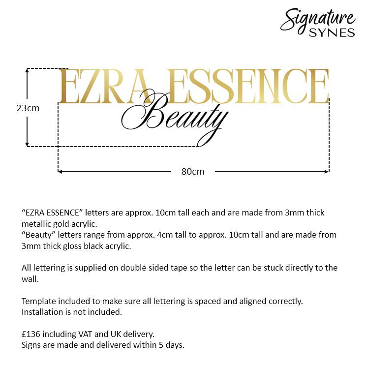 Custom Order - EZRA ESSENCE - gloss black and "metallic gold" - 80cm wide - Double Sided Tape