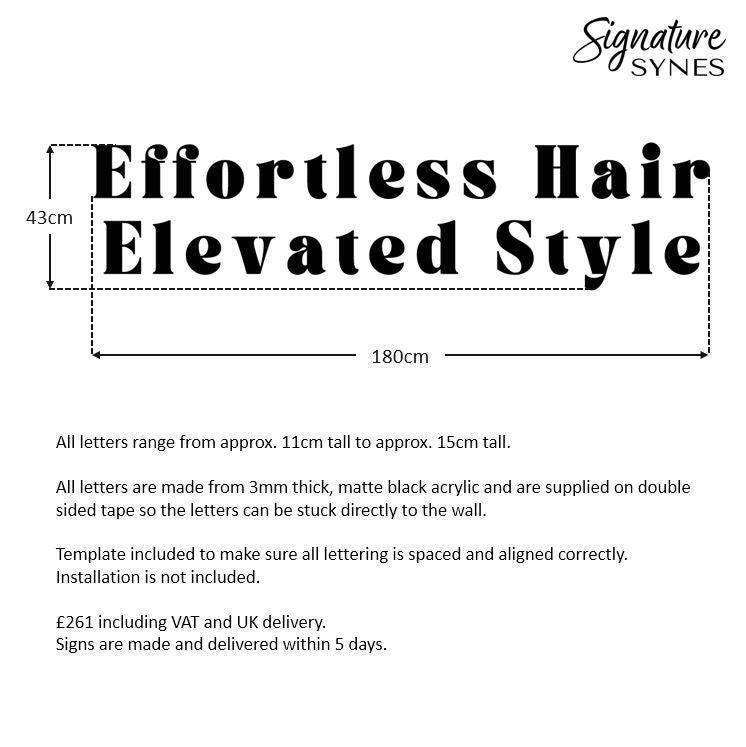 Custom Order - HAIR NOVA LEICESTER - Matte black - 180cm wide - Double Sided Tape - Interior sign package