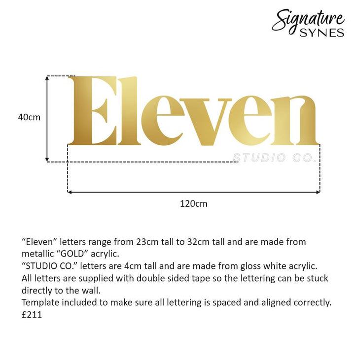 Custom Order - Eleven STUDIO CO - metallic "GOLD" and gloss white - 120cm wide - double sided tape