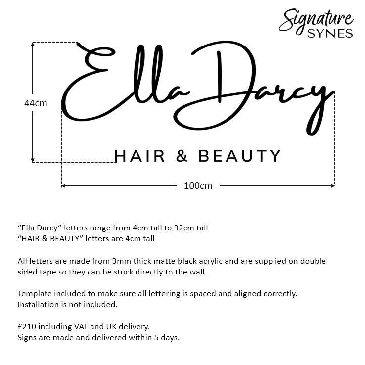 Custom Order - Ella Darcy - Matte black - 100cm wide - Double Sided Tape