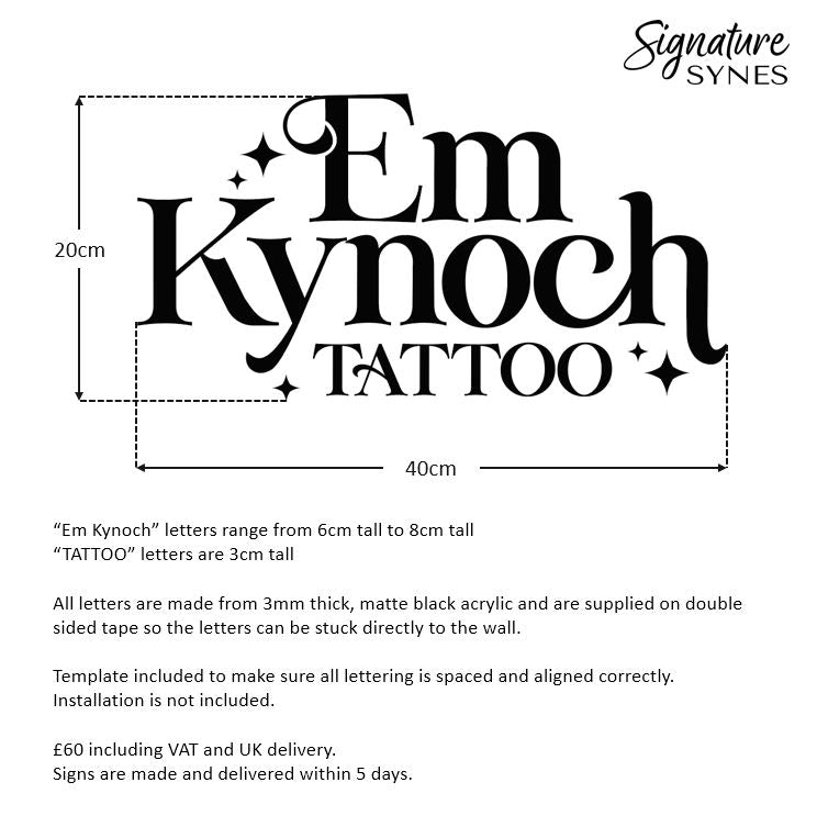 Custom Order Em Kynoch TATTOO - Matte black - 40cm wide - Double Sided Tape