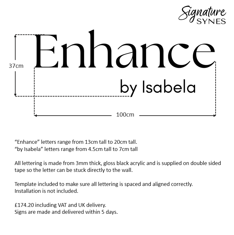Custom Order - Enhance by Isabela - gloss black - 100cm wide - Double Sided Tape