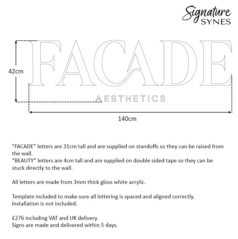 Custom Order - FACADE AESTHETICS - gloss white - 140cm wide - Standoffs + Double Sided Tape