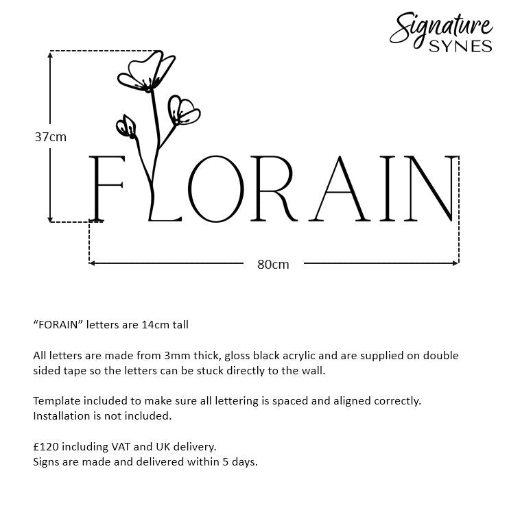 Custom Order - FLORAIN - Gloss black - 80cm wide - Double Sided Tape