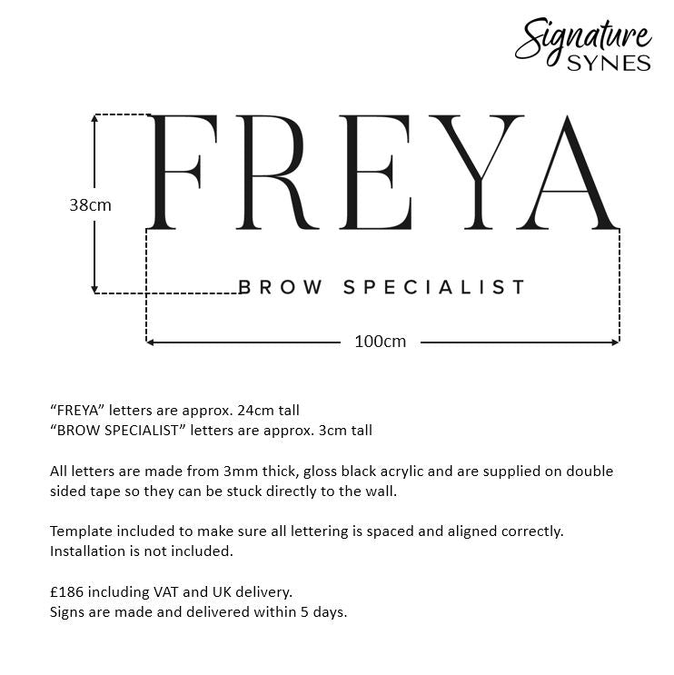 Custom Order - FREYA BROW SPECIALIST - gloss black - 100cm wide - Double Sided Tape