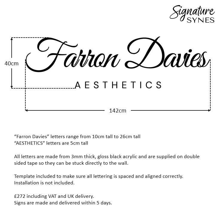 Custom Order - Farron Davies - gloss black - 142cm wide - Double Sided Tape