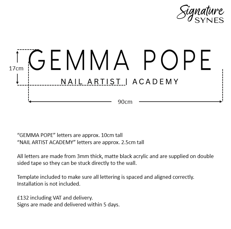 Custom Order - GEMMA POPE - Matte black - 90cm wide - Double Sided Tape