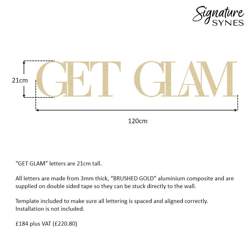 Custom Order - GET GLAM - "BRUSHED GOLD" - 120cm wide - double sided tape