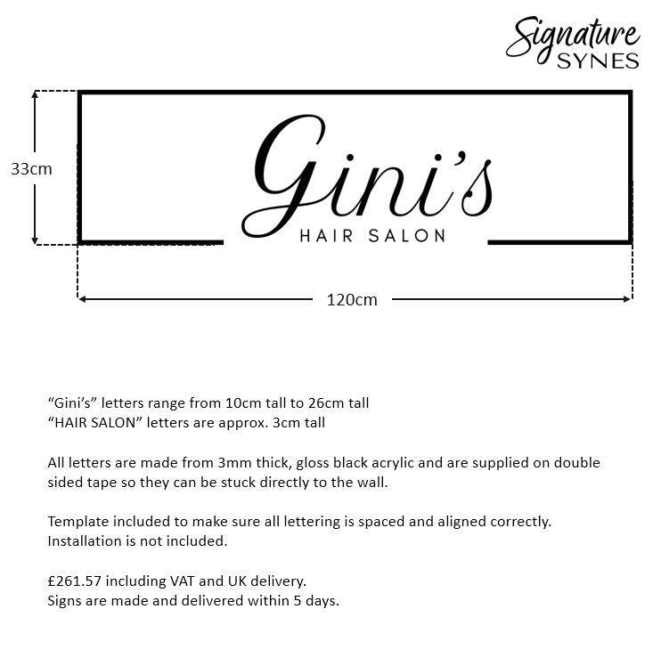Custom Order - Gini's - gloss black - 120cm wide - Double Sided Tape